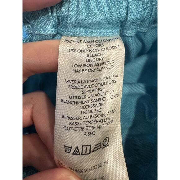 Maeve Linen Blend Shorts Women’s Size Medium High Rise Blue White Anthropologie - Picture 8 of 8